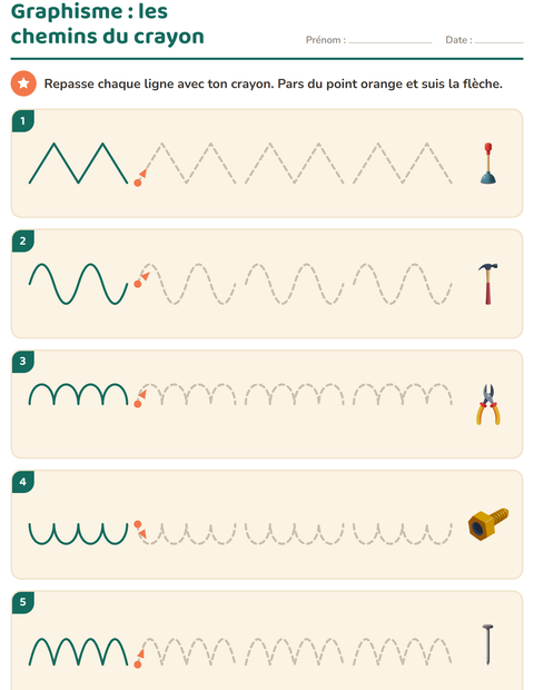 Aperçu de la fiche Graphisme avec Outils pour École maternelle (grande section, 5-7 ans)