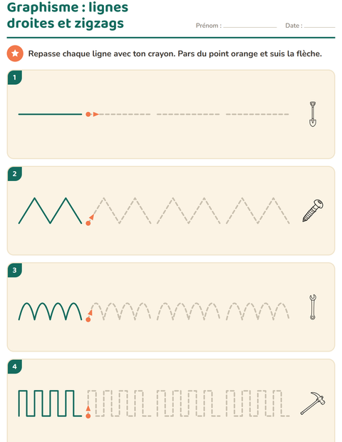 Aperçu de la fiche Graphisme avec Outils NB pour École maternelle (grande section, 5-7 ans)