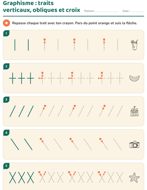 Aperçu de la fiche Graphisme avec Plage NB pour École maternelle (grande section, 5-7 ans)