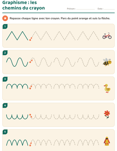 Aperçu de la fiche Graphisme avec Printemps pour École maternelle (grande section, 5-7 ans)