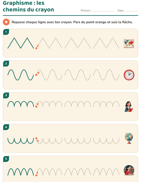 Aperçu de la fiche Graphisme avec Salle de classe pour École maternelle (grande section, 5-7 ans)