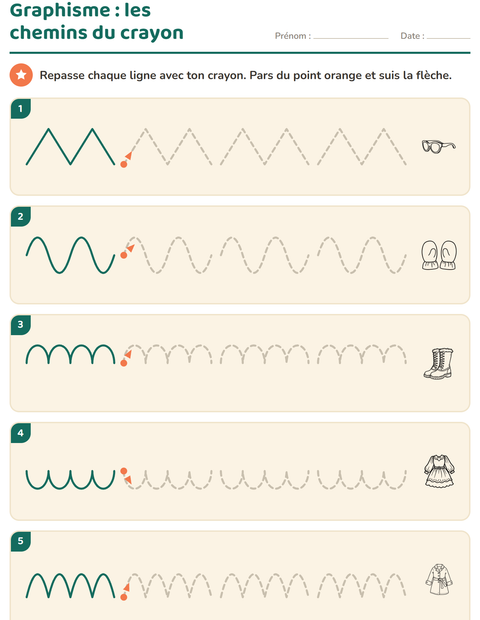 Aperçu de la fiche Graphisme avec Vêtements NB pour École maternelle (grande section, 5-7 ans)