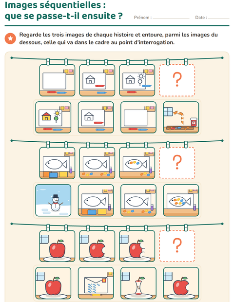 Aperçu de la fiche Images séquentielles pour CP (cours préparatoire)