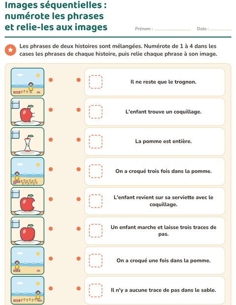 Aperçu de la fiche Images séquentielles pour CP (cours préparatoire)
