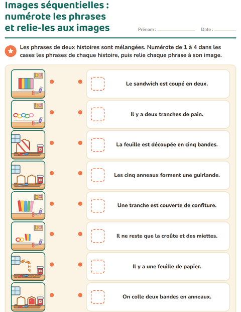 Aperçu de la fiche Images séquentielles pour CP (cours préparatoire)
