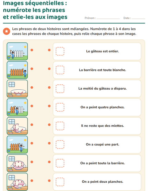 Aperçu de la fiche Images séquentielles pour CP (cours préparatoire)