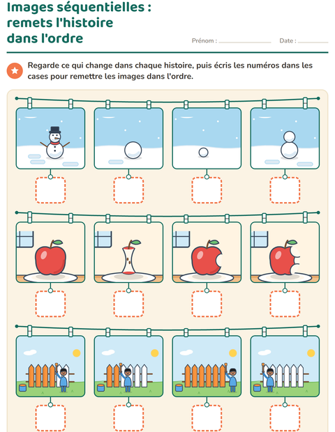 Aperçu de la fiche Images séquentielles pour École maternelle (grande section, 5-7 ans)