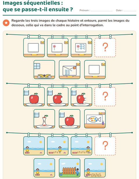 Aperçu de la fiche Images séquentielles pour CP (cours préparatoire)