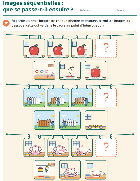 Aperçu de la fiche Images séquentielles pour CP (cours préparatoire)