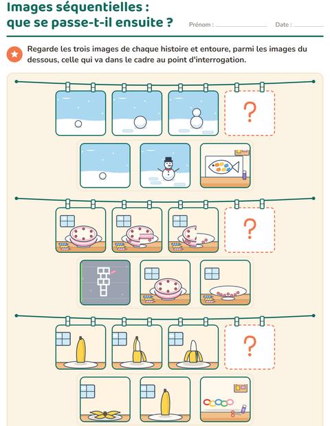 Aperçu de la fiche Images séquentielles pour CP (cours préparatoire)