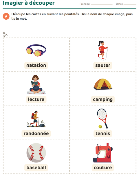 Aperçu de la fiche Imagier avec Activités pour École maternelle (grande section, 5-7 ans)