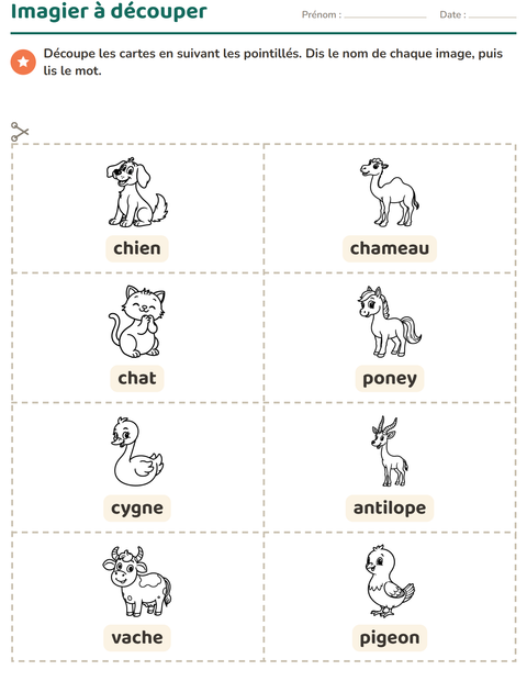 Aperçu de la fiche Imagier avec Animaux de la ferme NB pour École maternelle (grande section, 5-7 ans)