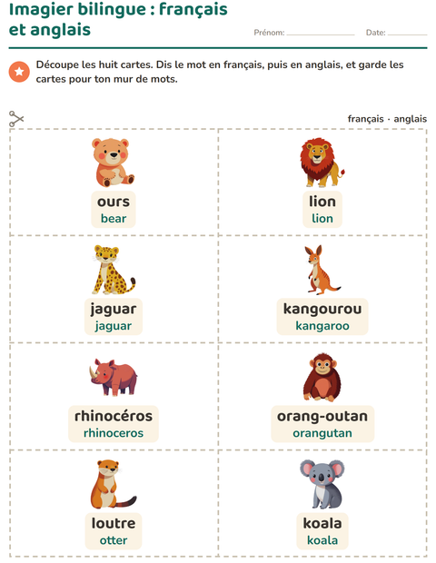 Aperçu de la fiche Imagier avec Animaux du zoo pour École maternelle (grande section, 5-7 ans)