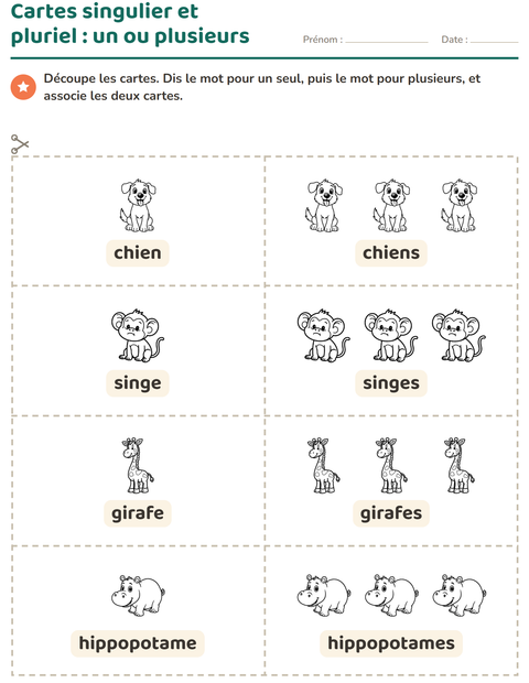 Aperçu de la fiche Imagier avec Animaux NB 2 pour École maternelle (grande section, 5-7 ans)