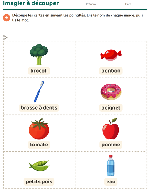 Aperçu de la fiche Imagier avec Au supermarché pour École maternelle (grande section, 5-7 ans)