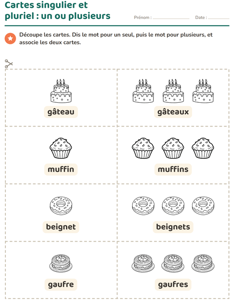 Aperçu de la fiche Imagier avec Dessert (N&B) pour École maternelle (grande section, 5-7 ans)