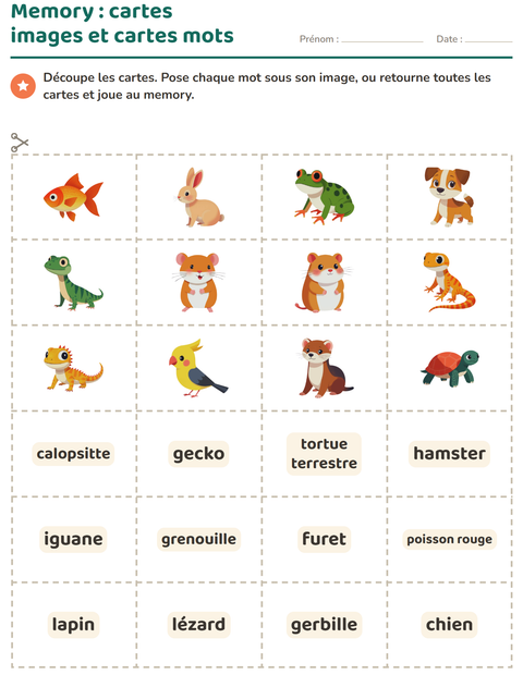 Aperçu de la fiche Imagier avec Animaux de compagnie pour École maternelle (grande section, 5-7 ans)