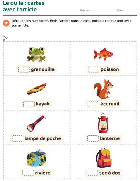 Aperçu de la fiche Imagier avec Camping pour École maternelle (grande section, 5-7 ans)