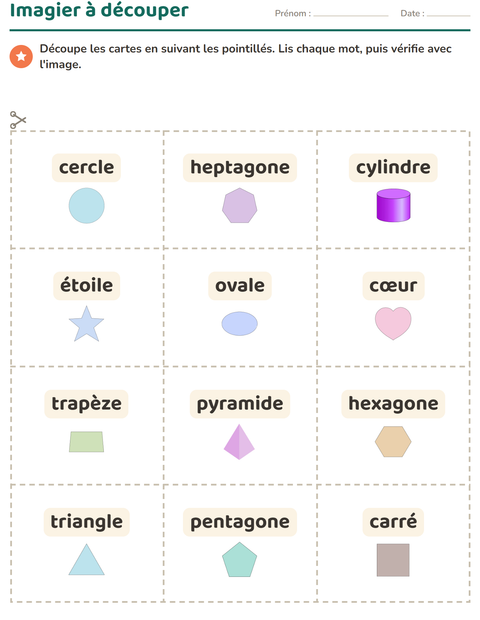 Aperçu de la fiche Imagier avec Formes pour École maternelle (grande section, 5-7 ans)