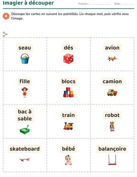 Aperçu de la fiche Imagier avec Jouets pour École maternelle (grande section, 5-7 ans)