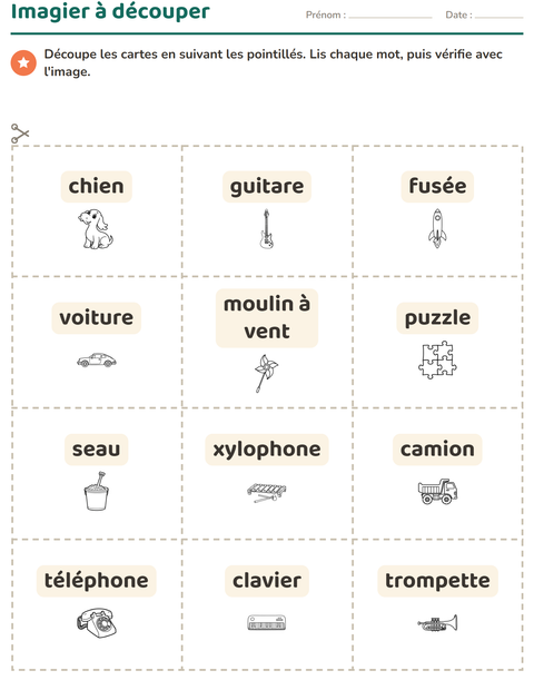 Aperçu de la fiche Imagier avec Jouets NB 2 pour École maternelle (grande section, 5-7 ans)