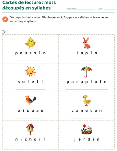 Aperçu de la fiche Imagier avec Printemps pour CP (cours préparatoire)