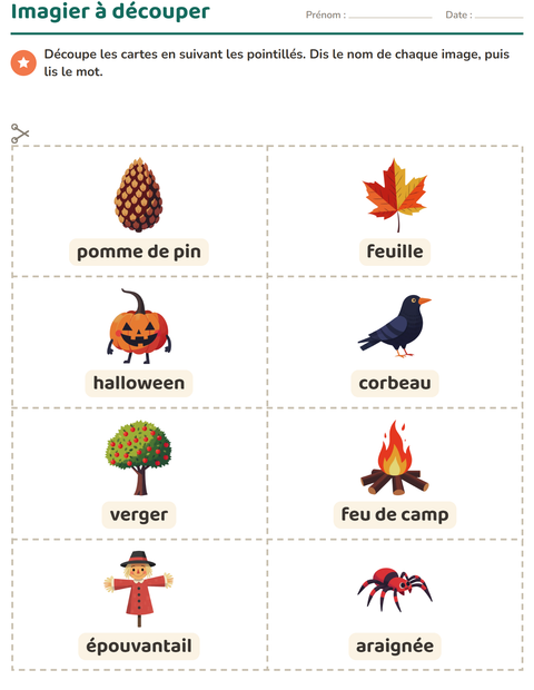 Aperçu de la fiche Imagier avec Divers pour École maternelle (grande section, 5-7 ans)