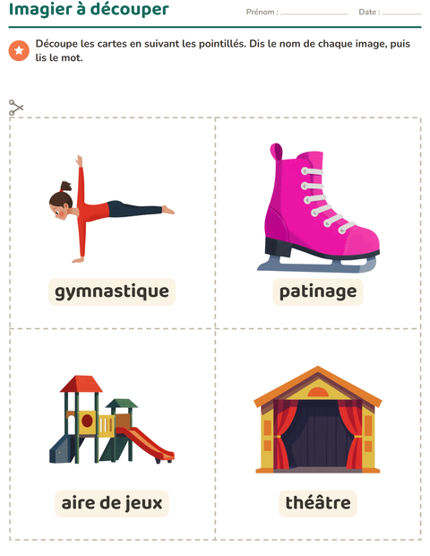 Aperçu de la fiche Imagier avec Activités pour École maternelle (grande section, 5-7 ans)