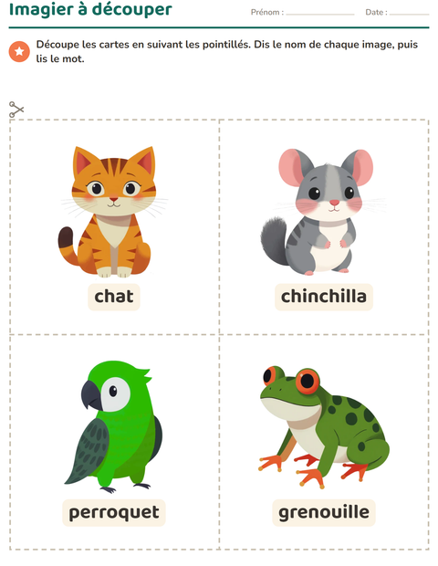 Aperçu de la fiche Imagier avec Animaux de compagnie pour École maternelle (grande section, 5-7 ans)