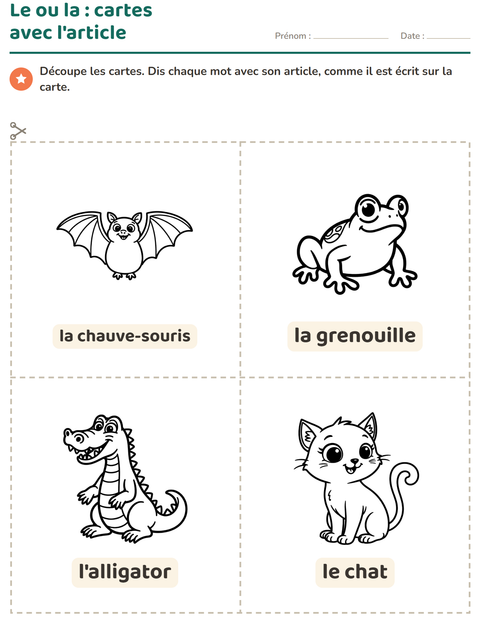 Aperçu de la fiche Imagier avec Animaux NB 3 pour École maternelle (grande section, 5-7 ans)