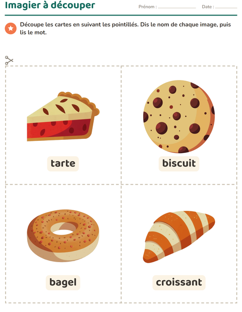 Aperçu de la fiche Imagier avec Boulangerie pour École maternelle (grande section, 5-7 ans)