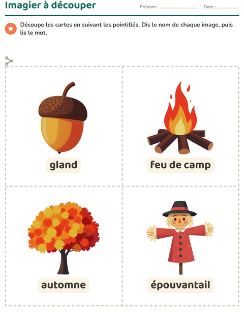 Aperçu de la fiche Imagier avec Divers pour École maternelle (grande section, 5-7 ans)