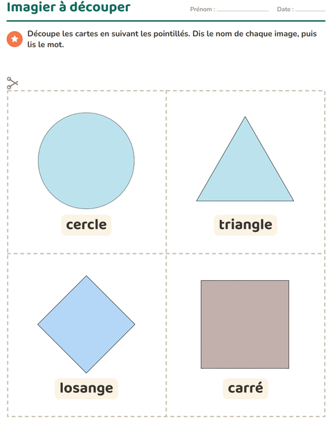 Aperçu de la fiche Imagier avec Formes pour École maternelle (grande section, 5-7 ans)