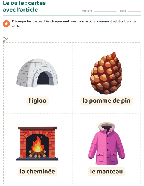 Aperçu de la fiche Imagier avec Hiver pour École maternelle (grande section, 5-7 ans)