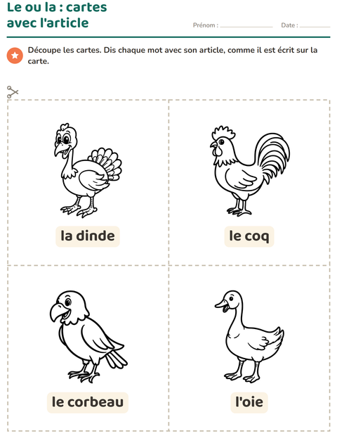 Aperçu de la fiche Imagier avec Oiseaux N&B 2 pour École maternelle (grande section, 5-7 ans)