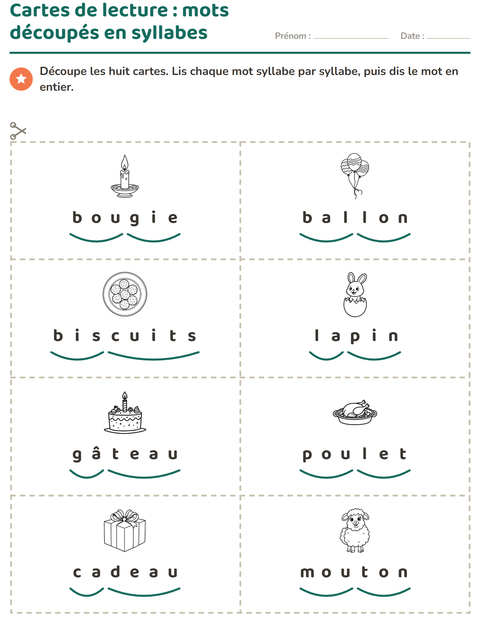 Aperçu de la fiche Imagier avec Pâques NB 2 pour CP (cours préparatoire)