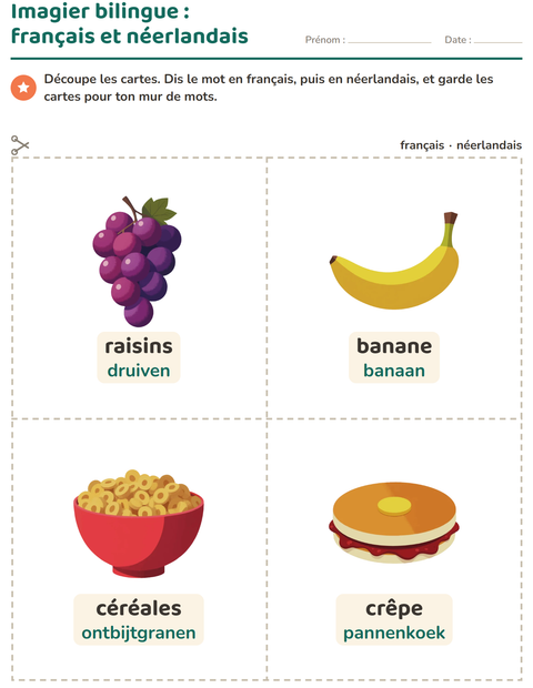 Aperçu de la fiche Imagier avec Petit-déjeuner pour École maternelle (grande section, 5-7 ans)