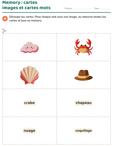 Aperçu de la fiche Imagier avec Plage pour École maternelle (grande section, 5-7 ans)