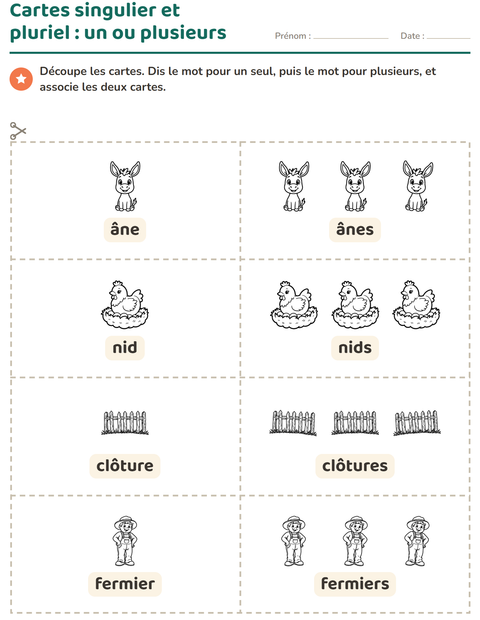 Aperçu de la fiche Imagier avec Ferme NB pour École maternelle (grande section, 5-7 ans)