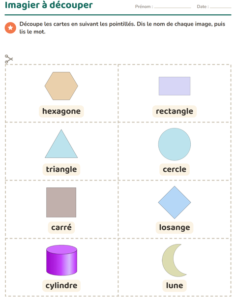 Aperçu de la fiche Imagier avec Formes pour École maternelle (grande section, 5-7 ans)