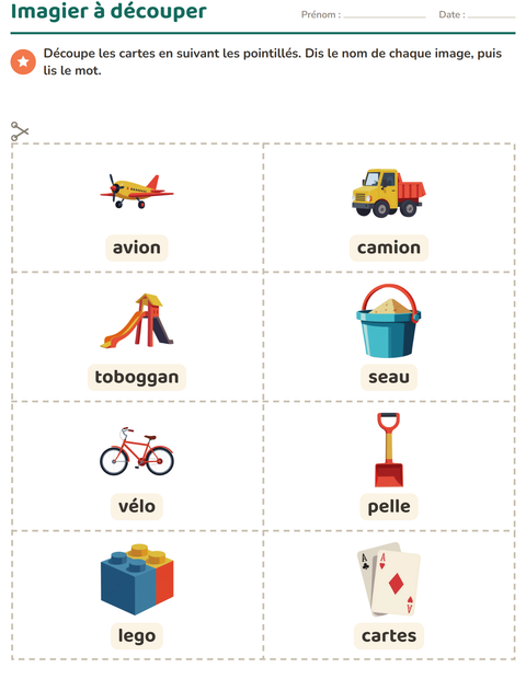 Aperçu de la fiche Imagier avec Jouets pour École maternelle (grande section, 5-7 ans)