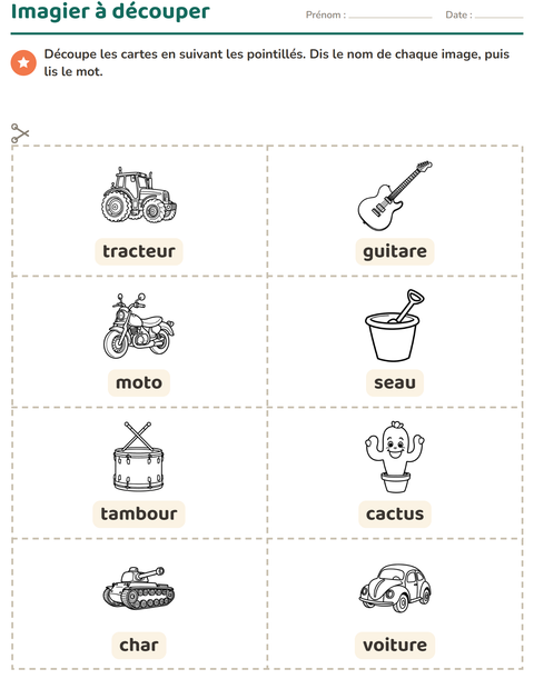 Aperçu de la fiche Imagier avec Jouets NB pour École maternelle (grande section, 5-7 ans)