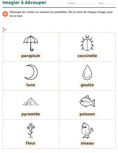 Aperçu de la fiche Imagier avec Nature NB pour École maternelle (grande section, 5-7 ans)