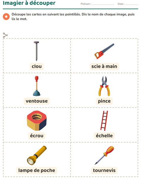 Aperçu de la fiche Imagier avec Outils pour École maternelle (grande section, 5-7 ans)
