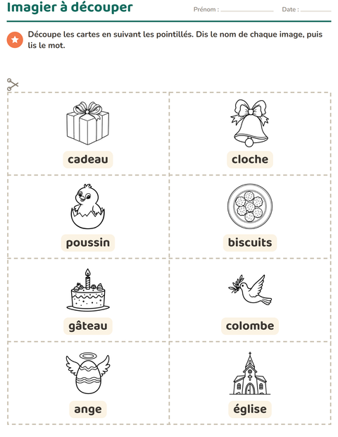 Aperçu de la fiche Imagier avec Pâques NB 2 pour École maternelle (grande section, 5-7 ans)