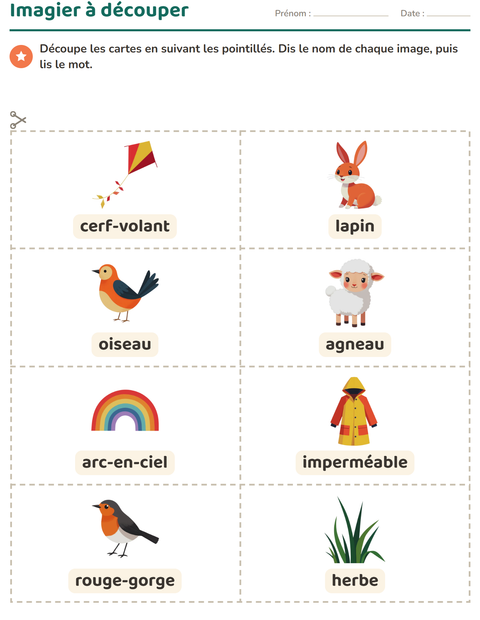 Aperçu de la fiche Imagier avec Printemps pour École maternelle (grande section, 5-7 ans)