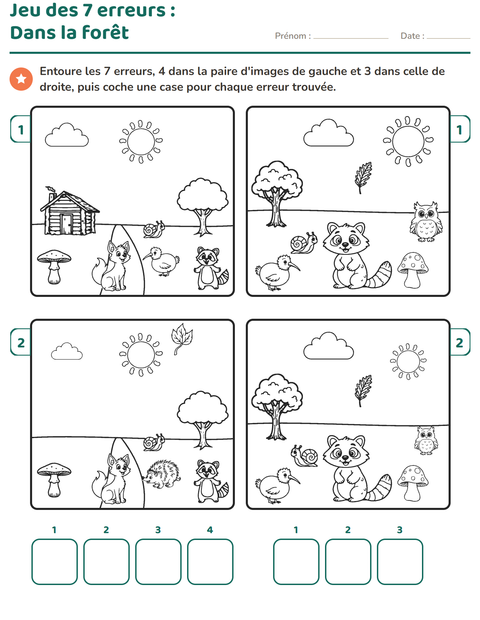 Aperçu de la fiche Jeu des différences pour CP (cours préparatoire)