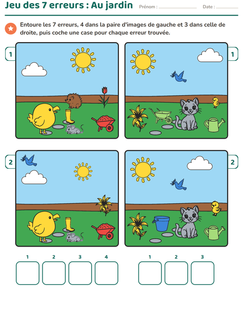 Aperçu de la fiche Jeu des différences pour CP (cours préparatoire)