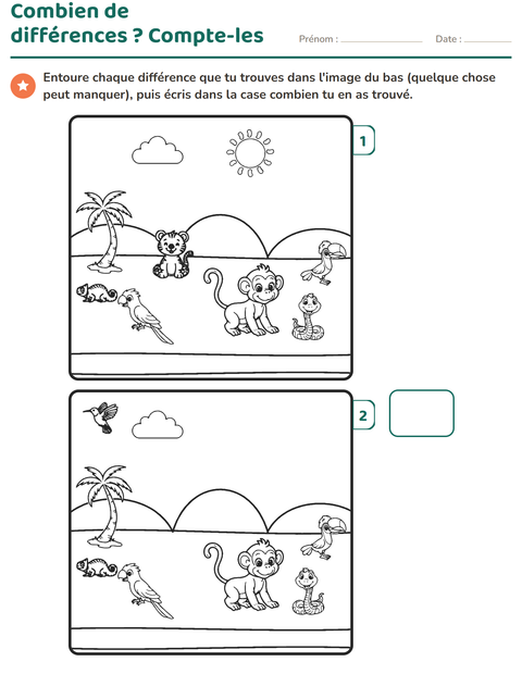 Aperçu de la fiche Jeu des différences pour CP (cours préparatoire)