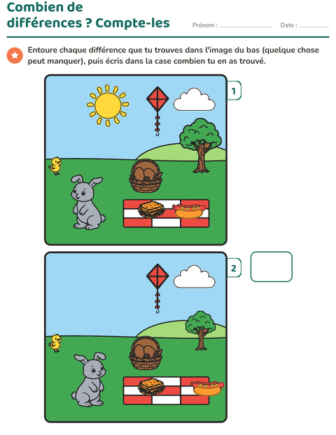 Aperçu de la fiche Jeu des différences pour CP (cours préparatoire)
